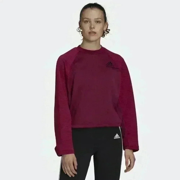 Adidas Women's ZNE A C C.rdy Sweater in Power Berry S - Picture 1 of 15